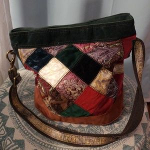 Large vintage velvet suede bucket bag lucky brand